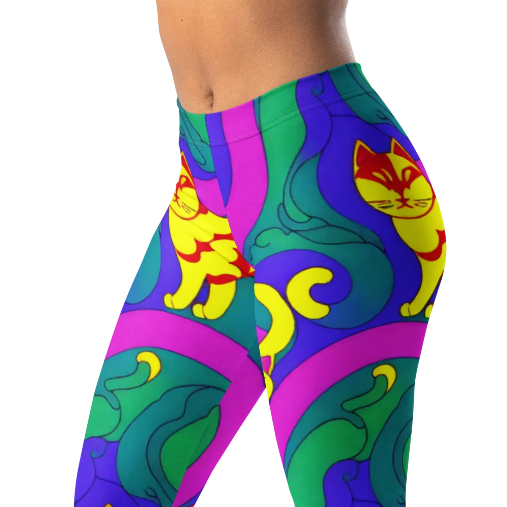 Neon Cat’s Cradle on Leggings — Left Front