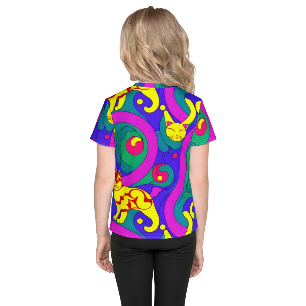 Neon Cat’s Cradle on Kids Crew Neck T-Shirt — Back