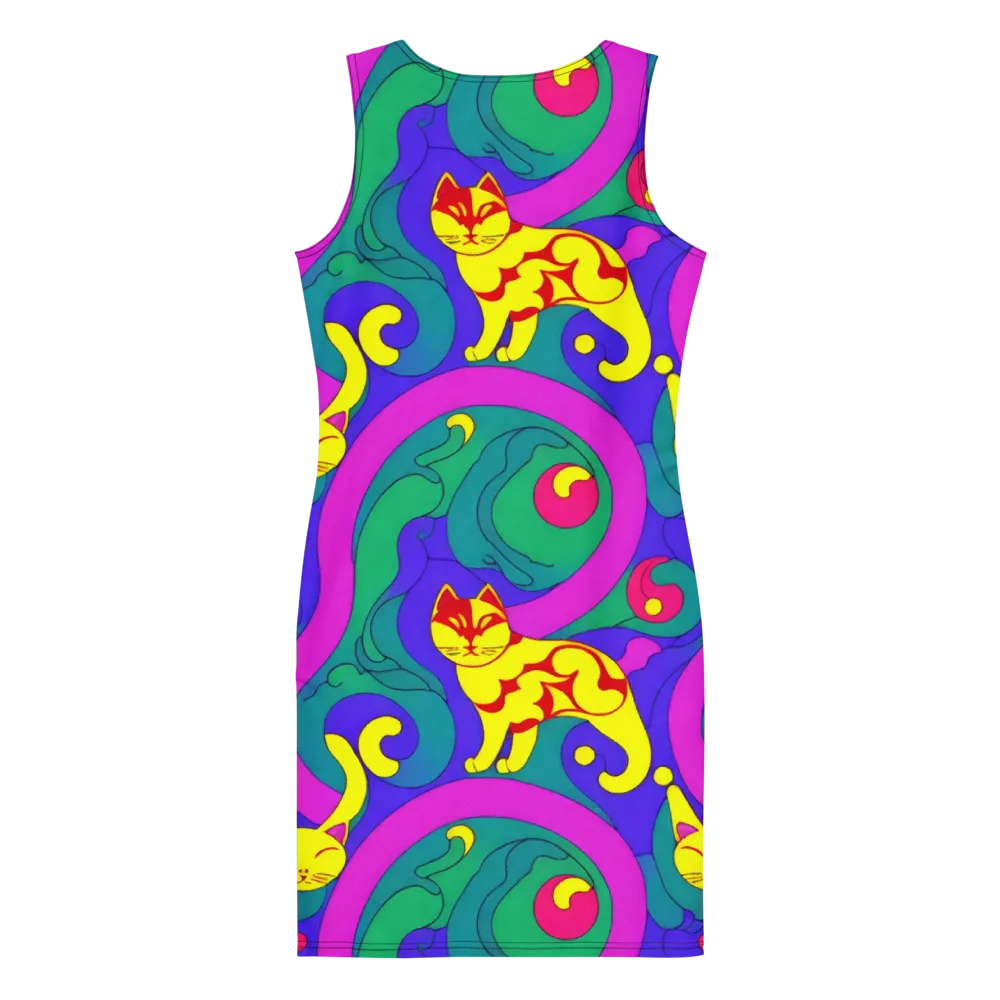 Neon Cat’s Cradle on Bodycon Dress — Back