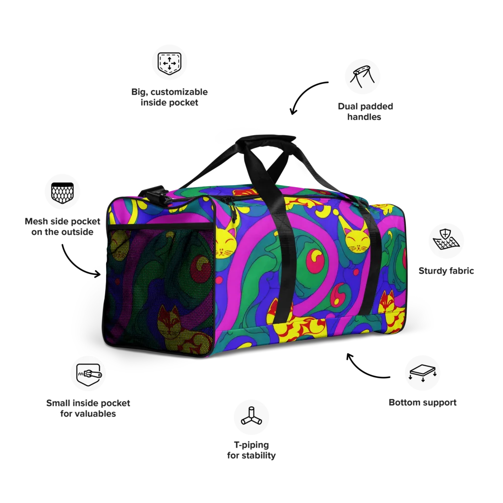 Neon Cat’s Cradle on Duffle Bag — Right Front