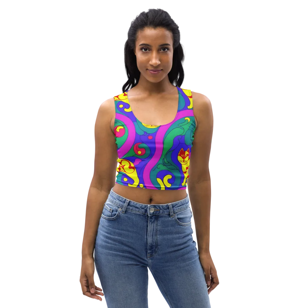 Neon Cat’s Cradle on Crop Top — Front