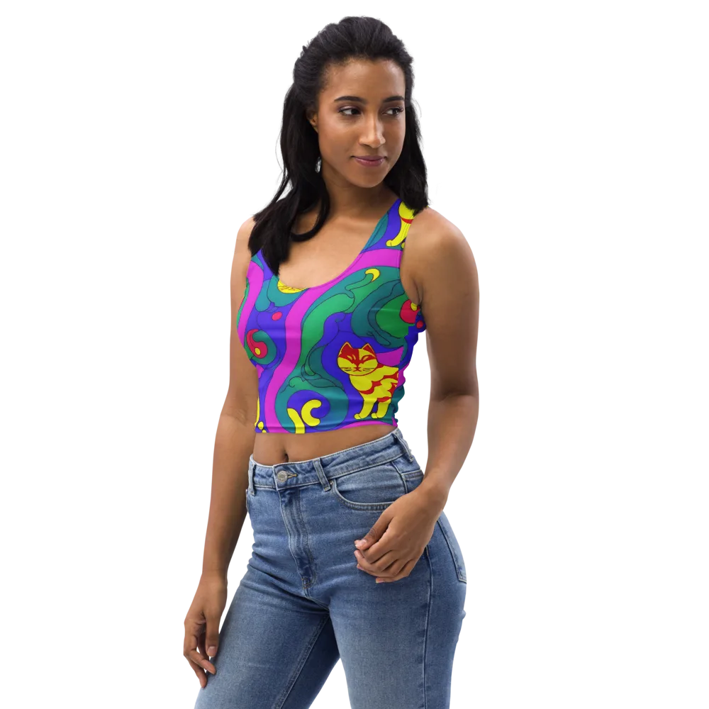 Neon Cat’s Cradle on Crop Top — Left Front
