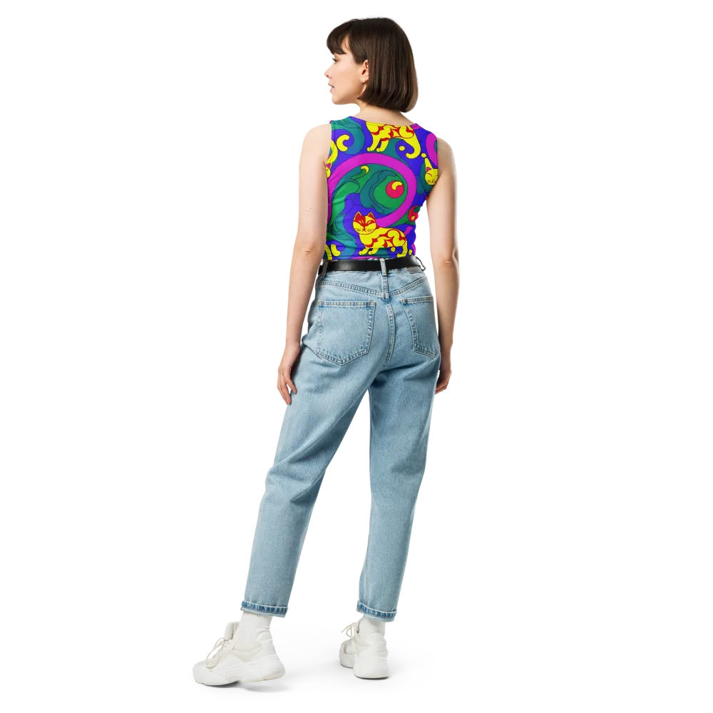 Neon Cat’s Cradle on Crop Top — Back