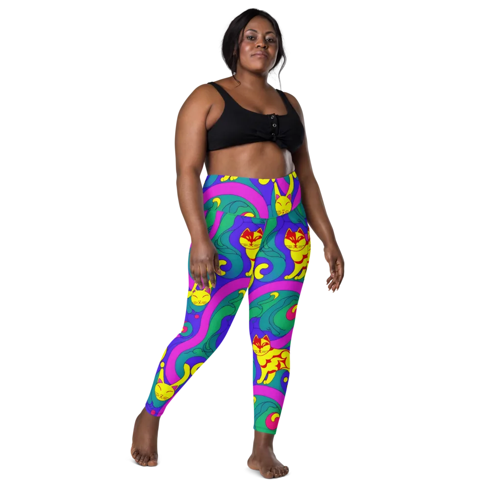 Neon Cat’s Cradle on Leggings with Pockets — Front