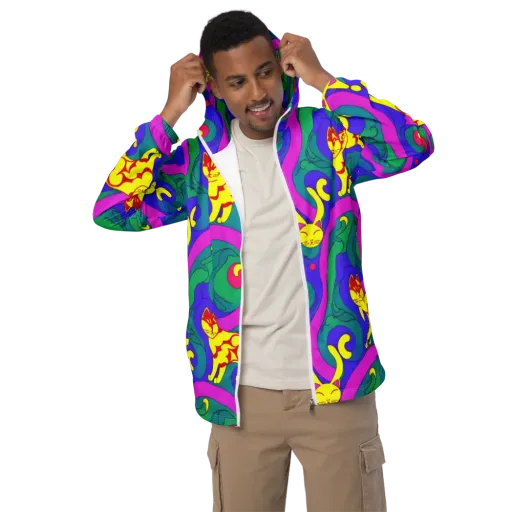 Neon Cat’s Cradle on a Men's Windbreaker