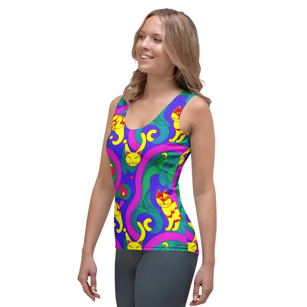 Neon Cat’s Cradle on Women's Tank Top — Left Front