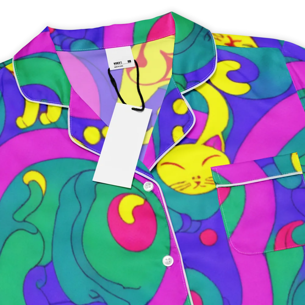 Neon Cat’s Cradle on Women's Short Sleeve Pajama Top — Product details