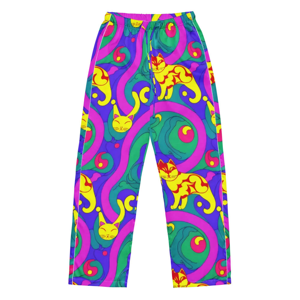 Neon Cat’s Cradle on Women's Pajama Pants — Front