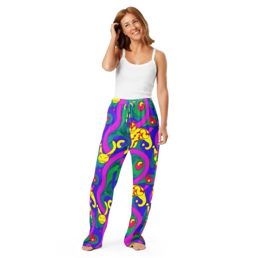 Neon Cat’s Cradle on a Women's Pajama Pants