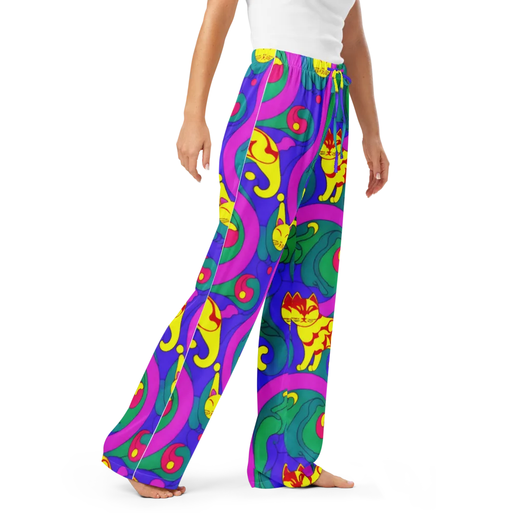 Neon Cat’s Cradle on Women's Pajama Pants — Right Front
