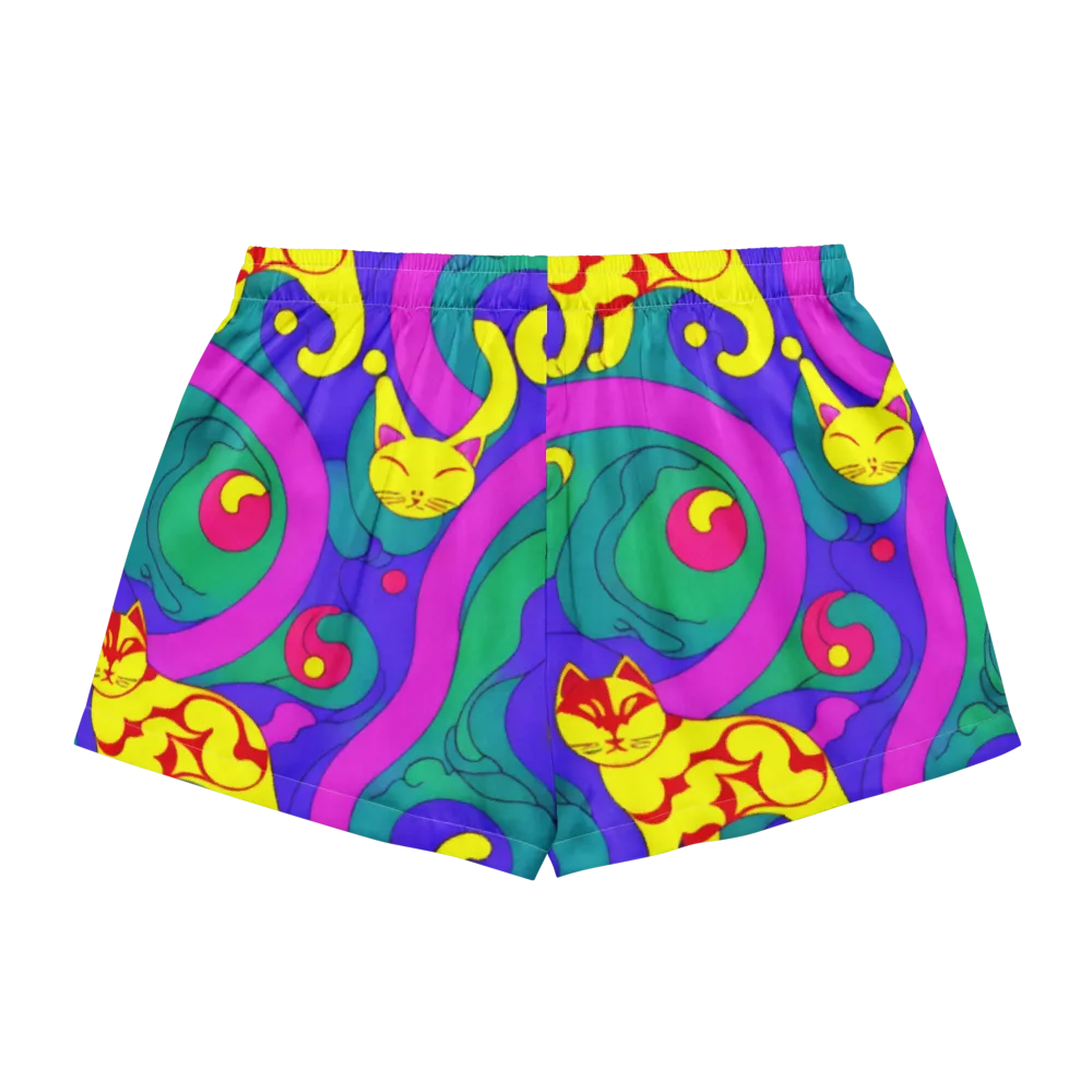 Neon Cat’s Cradle on Women's Pajama Shorts — Back