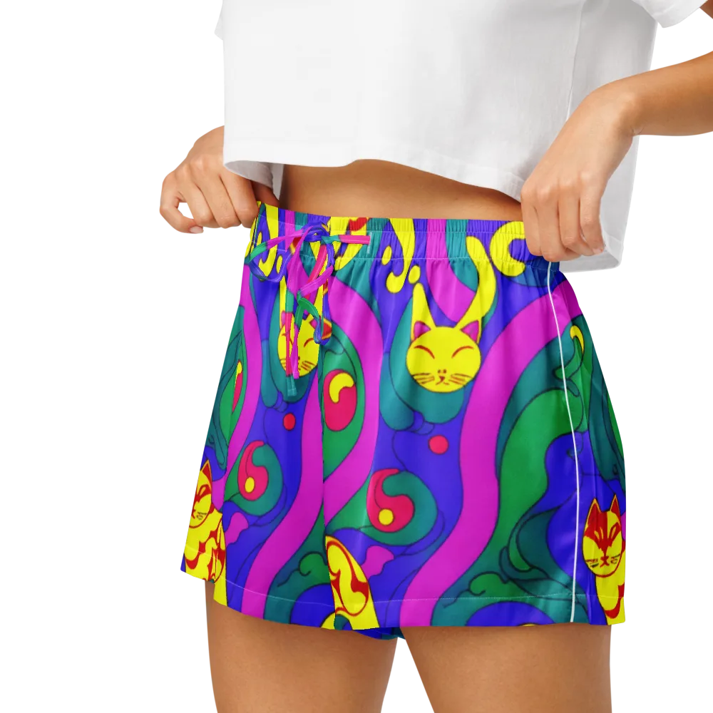 Neon Cat’s Cradle on Women's Pajama Shorts — Left