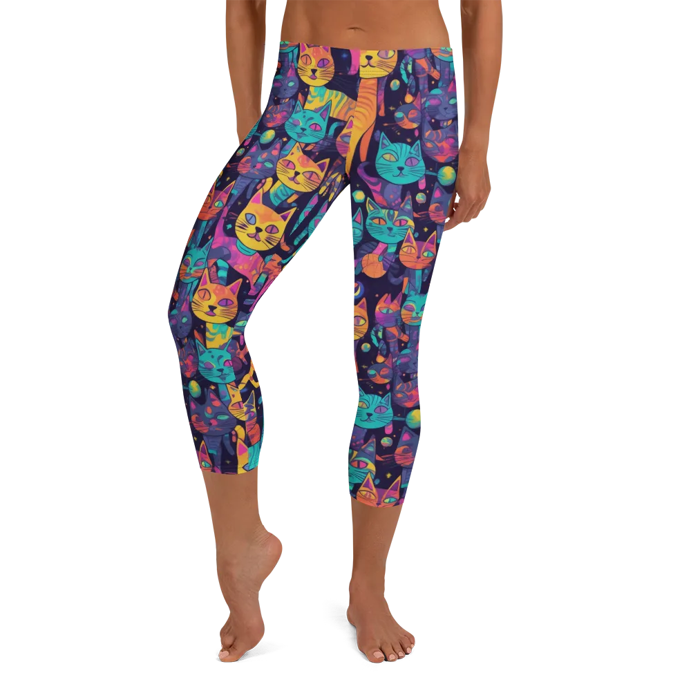 Astrocat Carnival on Capri Leggings — Front