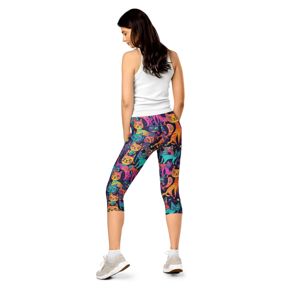 Astrocat Carnival on Capri Leggings — Back