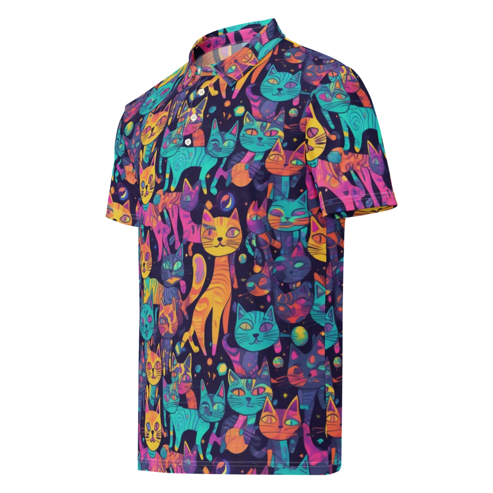 Astrocat Carnival on Men's Slim Fit Polo Shirt — Left Front