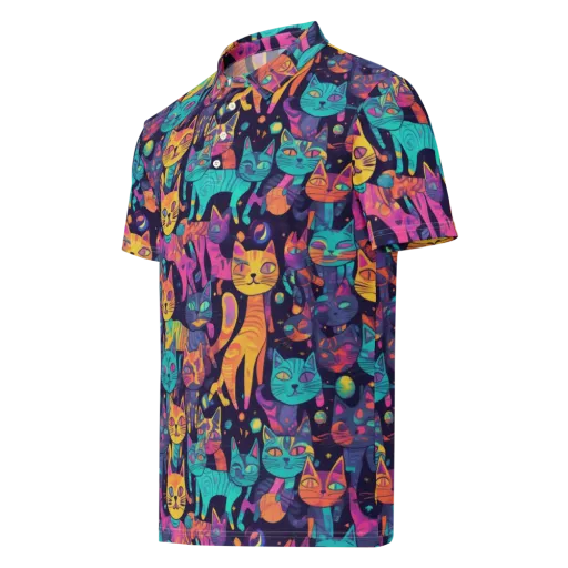 Astrocat Carnival on a Men's Slim Fit Polo Shirt
