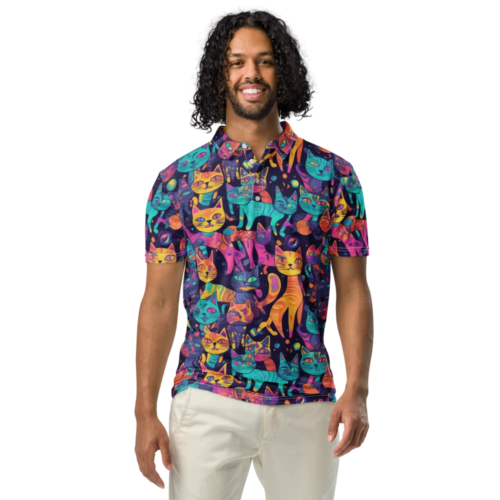 Astrocat Carnival on Men's Slim Fit Polo Shirt — Front