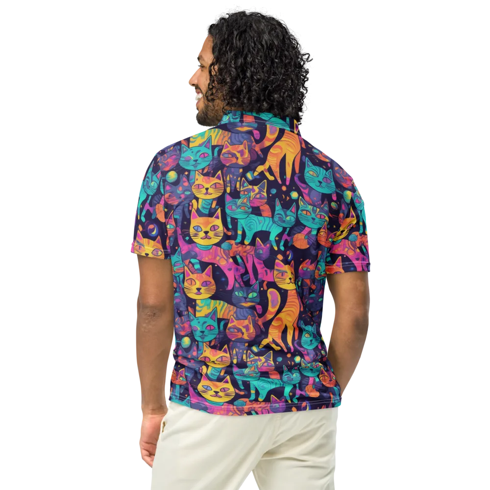 Astrocat Carnival on Men's Slim Fit Polo Shirt — Back