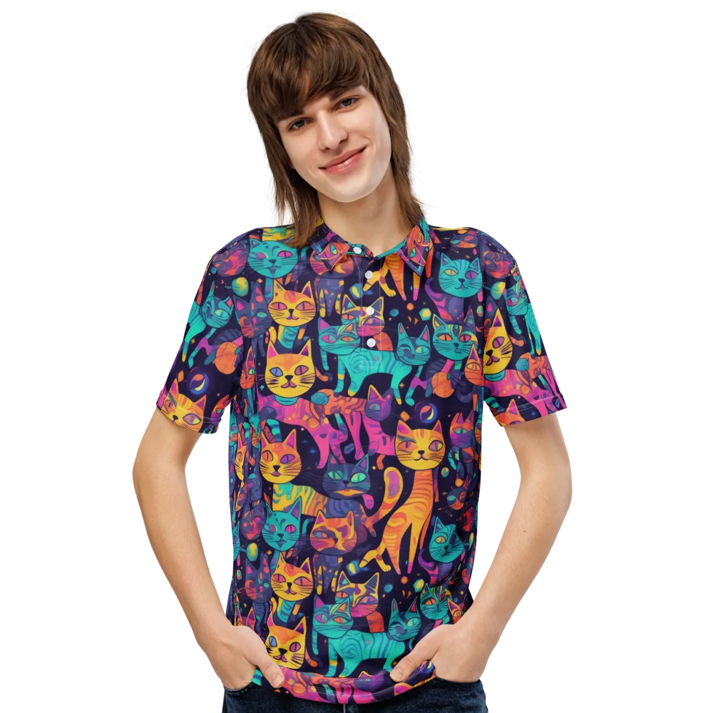 Astrocat Carnival on Men's Slim Fit Polo Shirt — Front