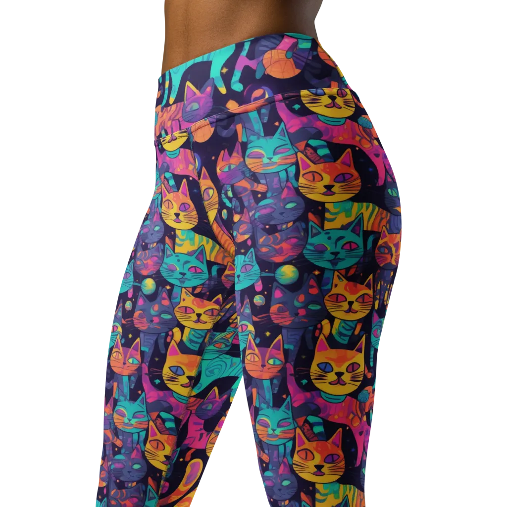 Astrocat Carnival on Yoga Leggings — Left Front