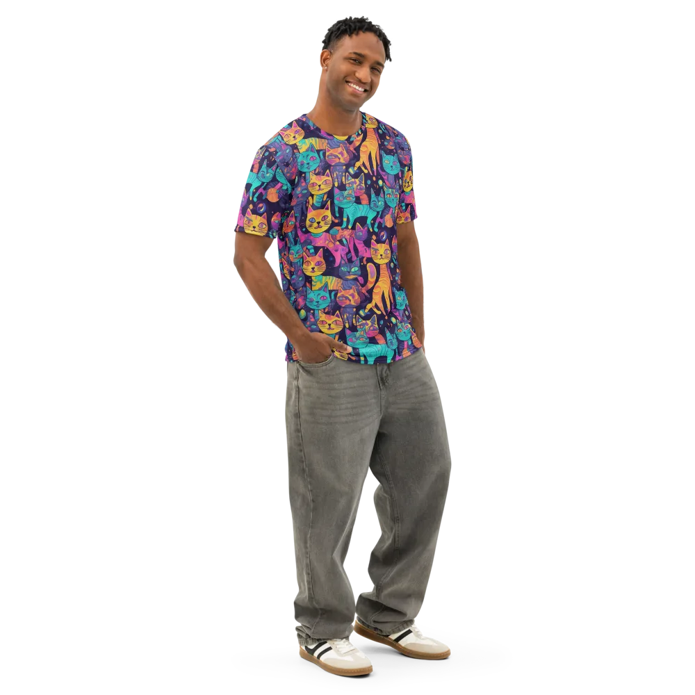 Astrocat Carnival on Men's Cotton Crew Neck T-Shirt — Right Front