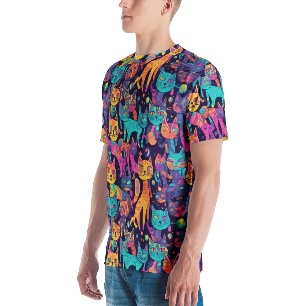 Astrocat Carnival on Men's Crew Neck T-Shirt — Left
