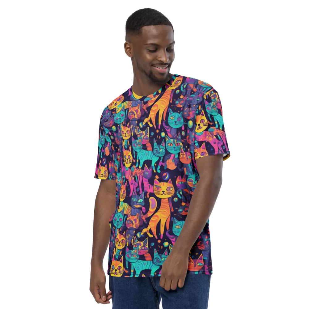 Astrocat Carnival on Men's Crew Neck T-Shirt — Left