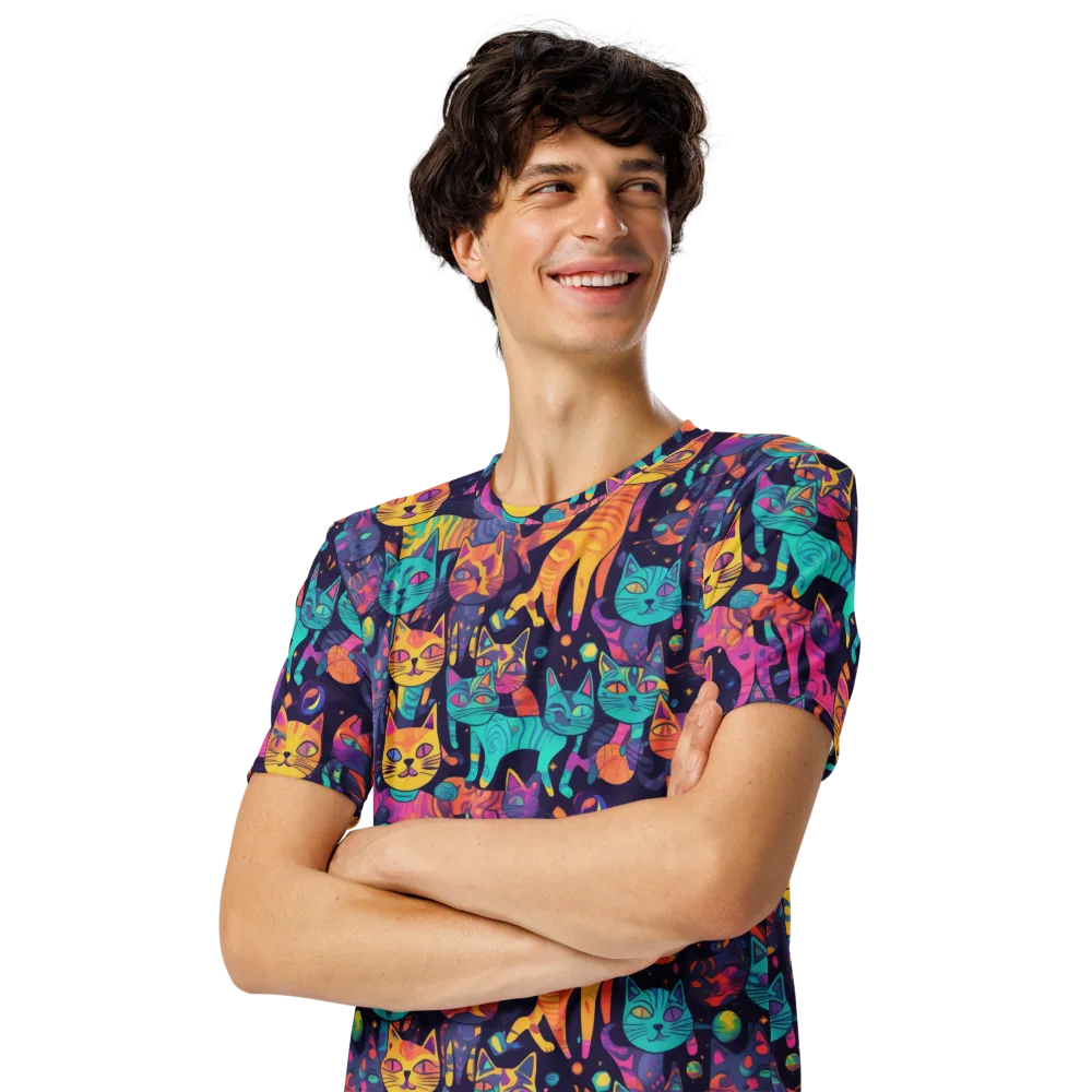 Astrocat Carnival on Men's Crew Neck T-Shirt — Left Front