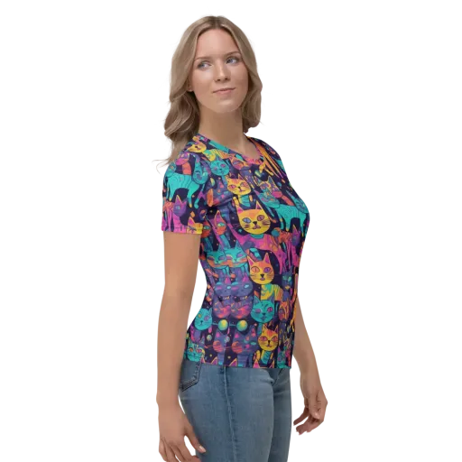 Astrocat Carnival on a Women's Crew Neck T-Shirt