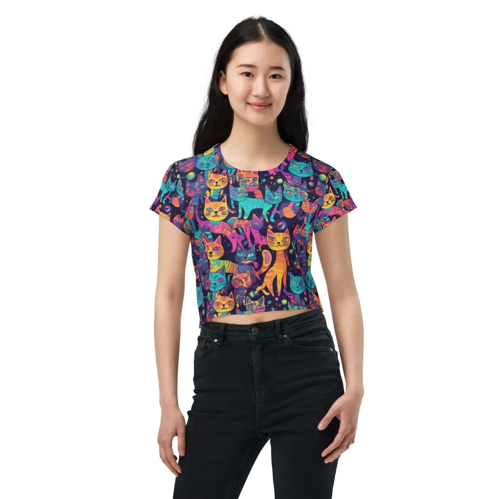 Astrocat Carnival on Crop Tee — Front