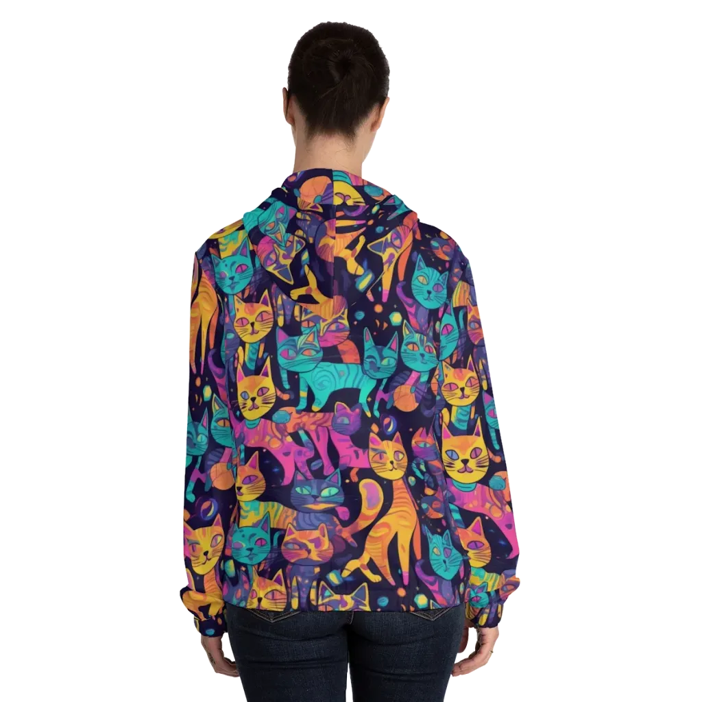 Astrocat Carnival on Women's Full-Zip Hoodie — Back On Person