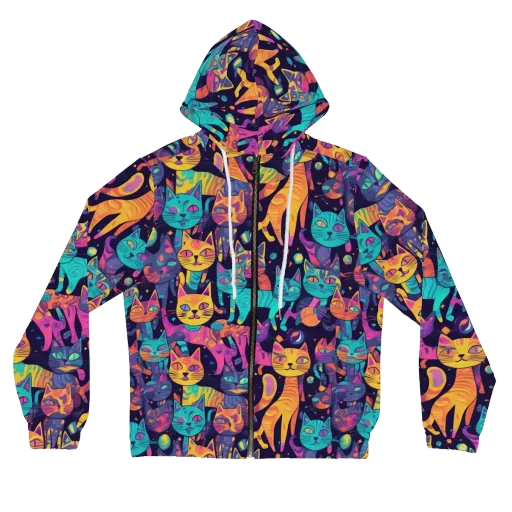 Astrocat Carnival on a Women's Full-Zip Hoodie