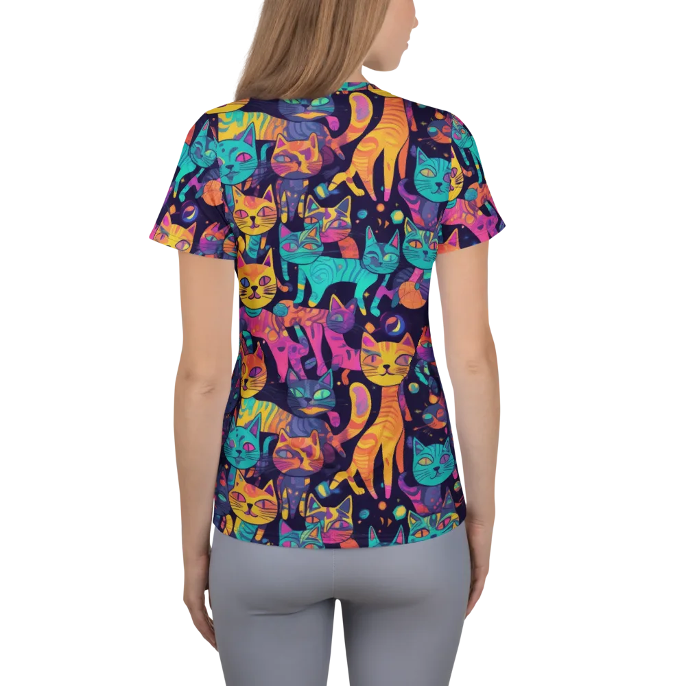 Astrocat Carnival on Women's Athletic T-Shirt — Back
