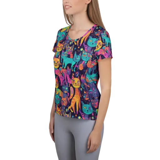 Astrocat Carnival on a Women's Athletic T-Shirt
