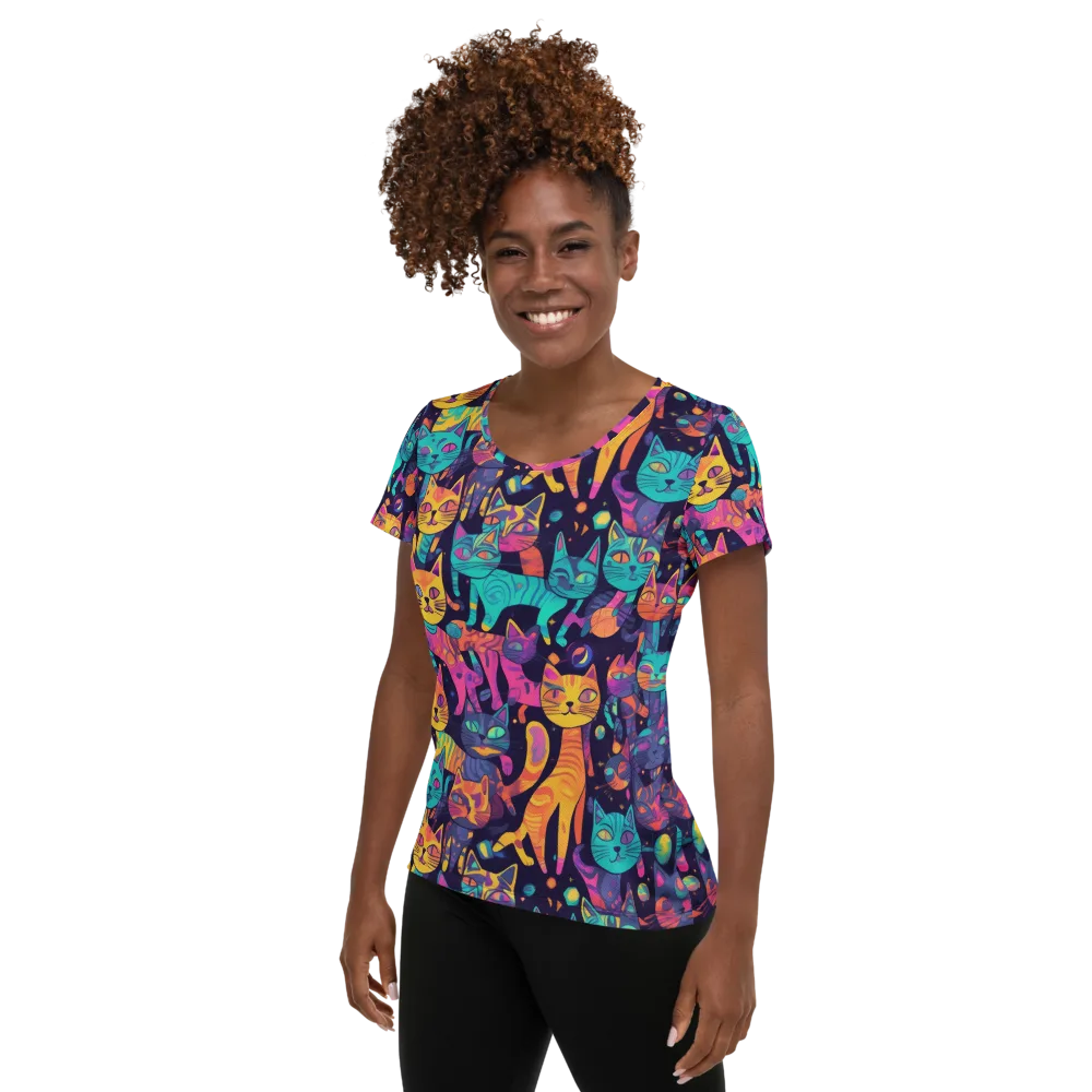Astrocat Carnival on Women's Athletic T-Shirt — Left