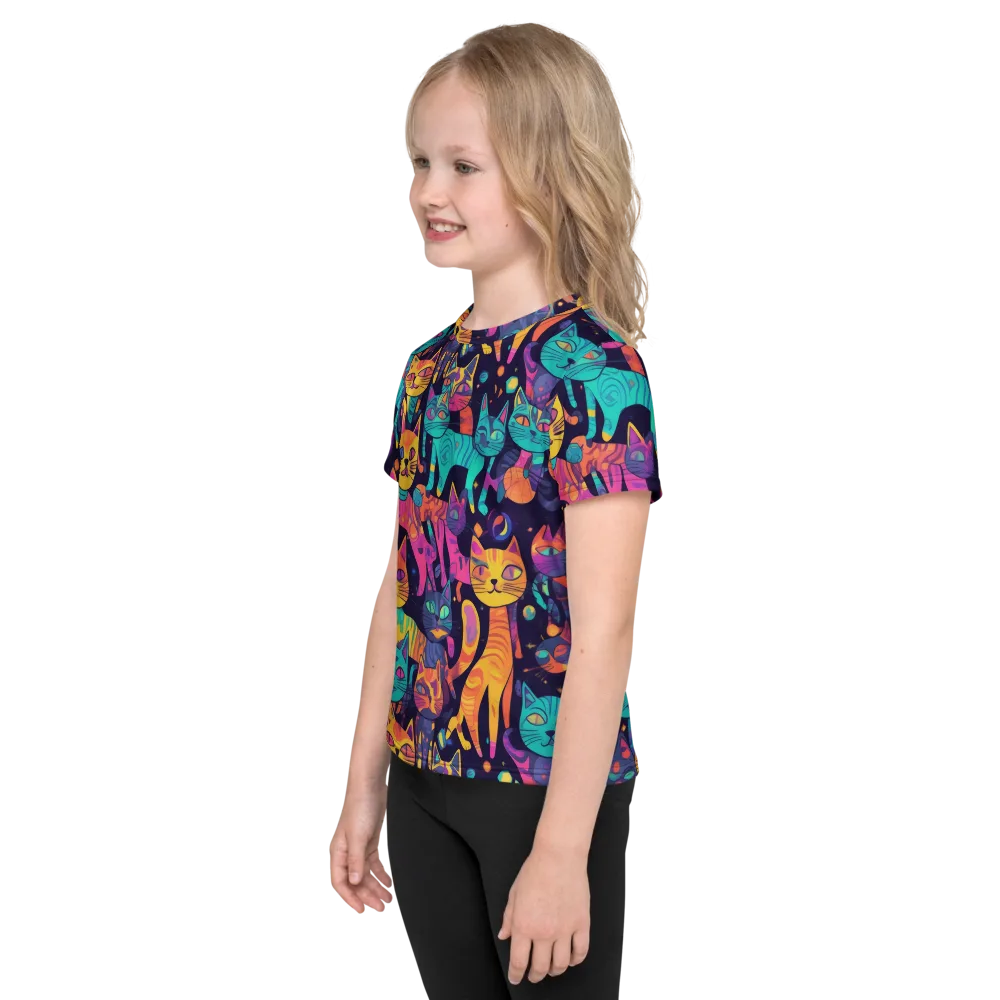 Astrocat Carnival on Kids Crew Neck T-Shirt — Left