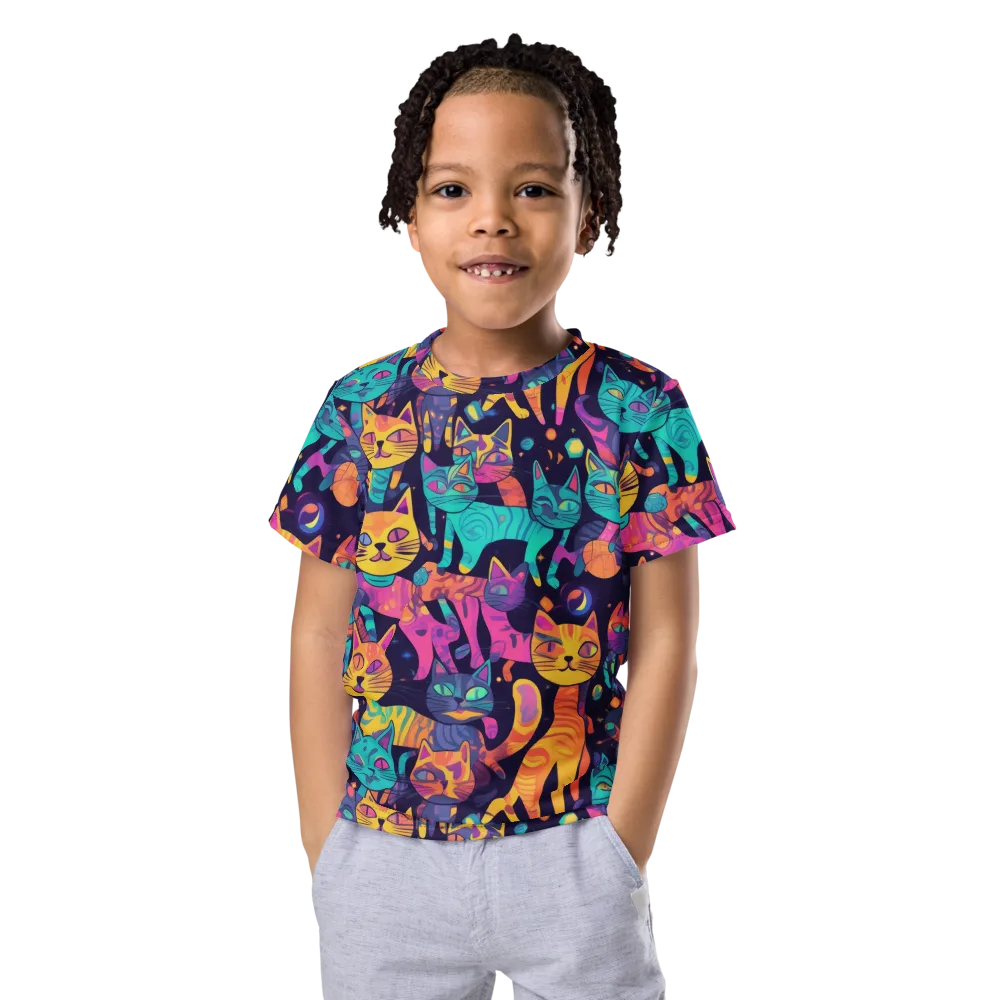 Astrocat Carnival on Kids Crew Neck T-Shirt — Front