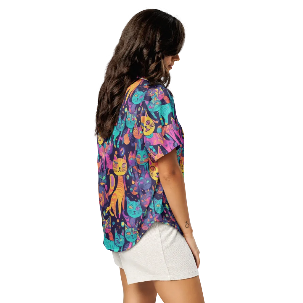 Astrocat Carnival on Women's Short Sleeve Pajama Top — Right Back