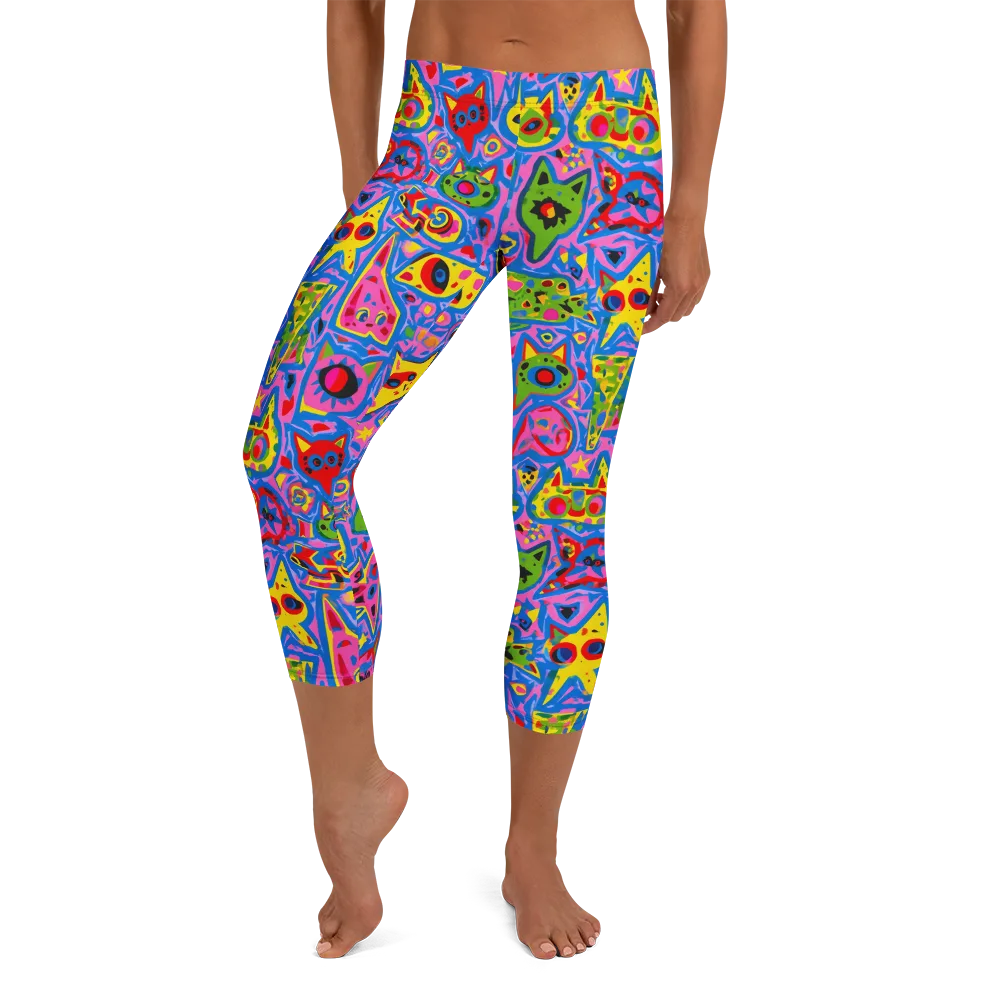 Electric Whiskers on Capri Leggings — Front