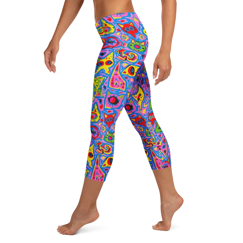 Electric Whiskers on Capri Leggings — Left