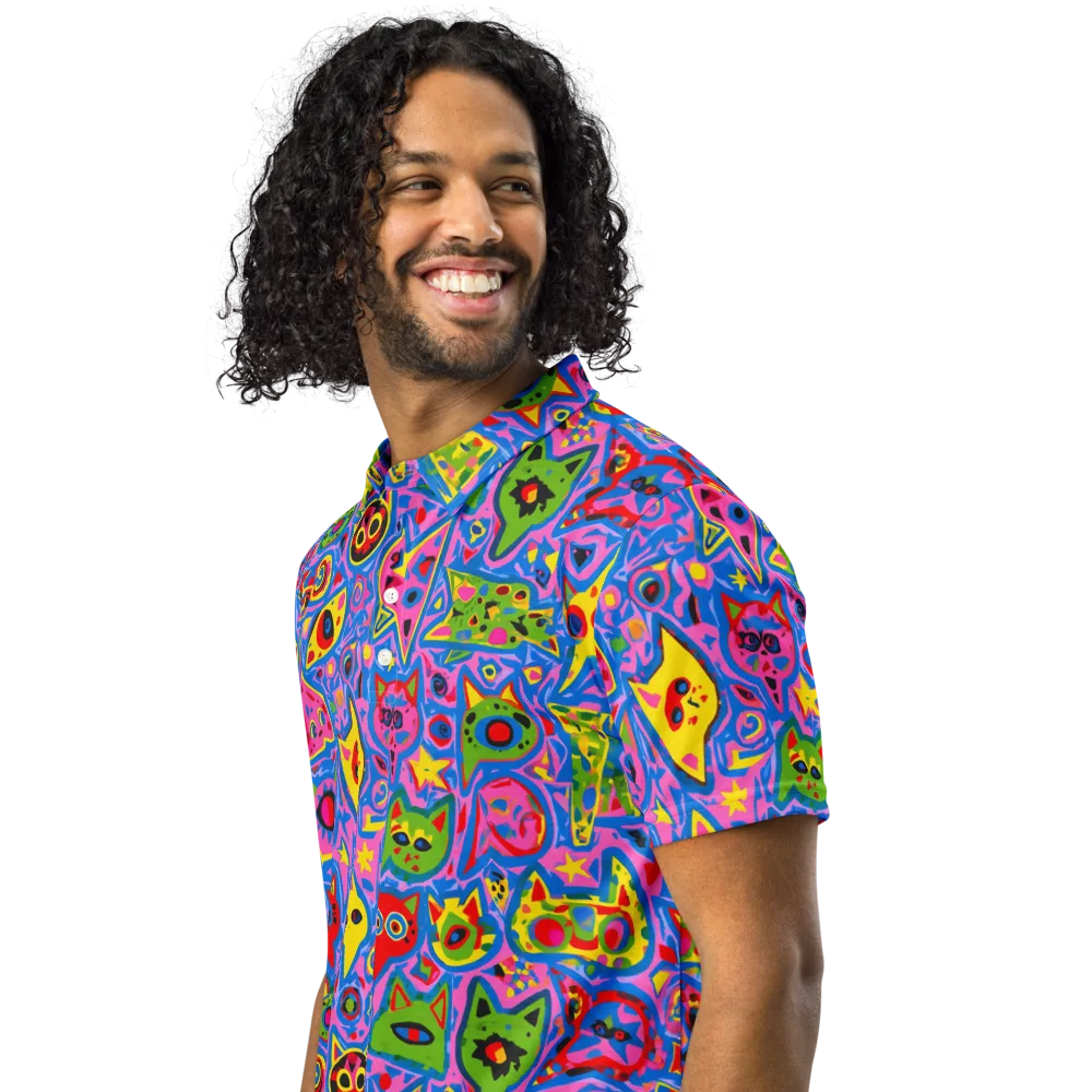 Electric Whiskers on Men's Slim Fit Polo Shirt — Left Front