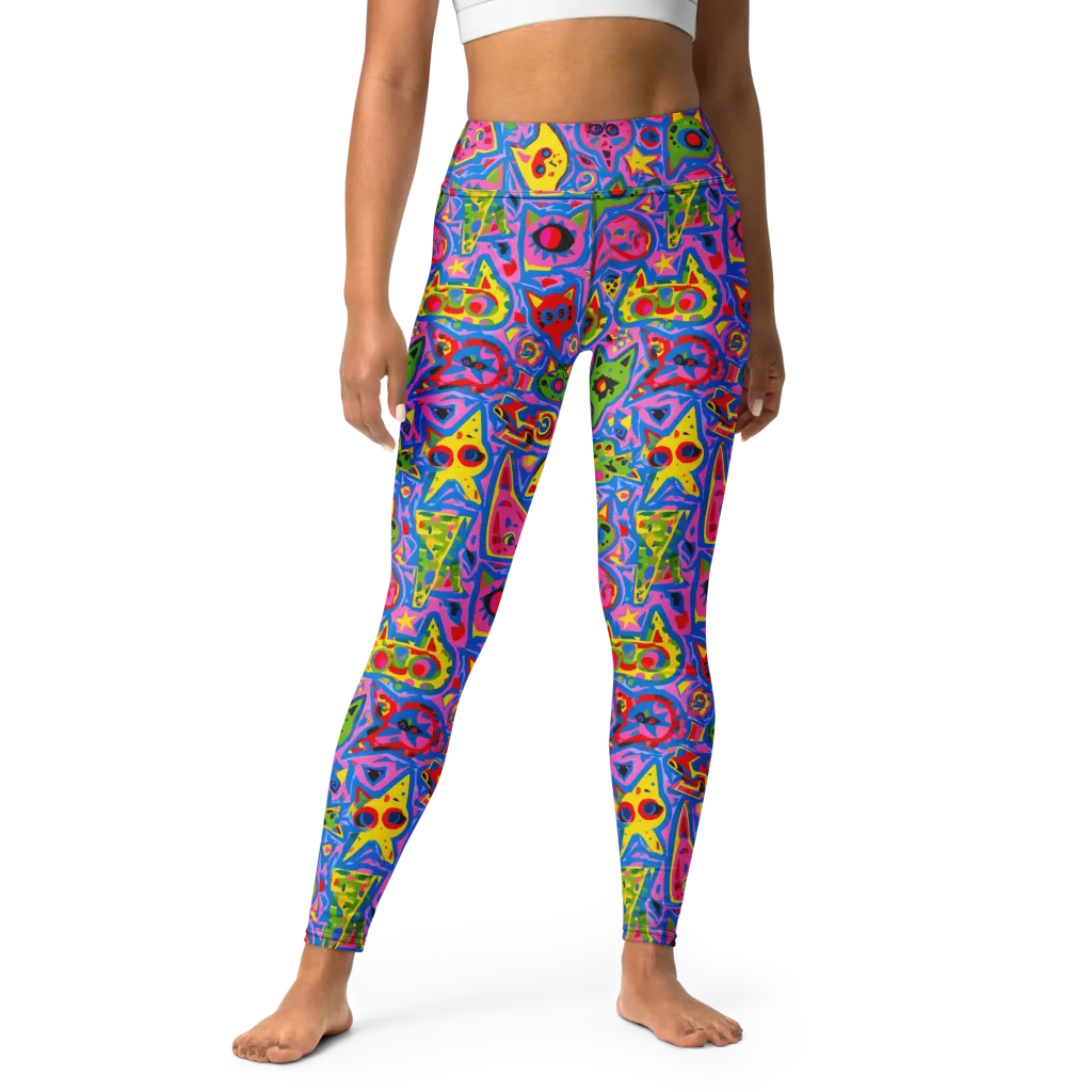 Electric Whiskers on Yoga Leggings — Front