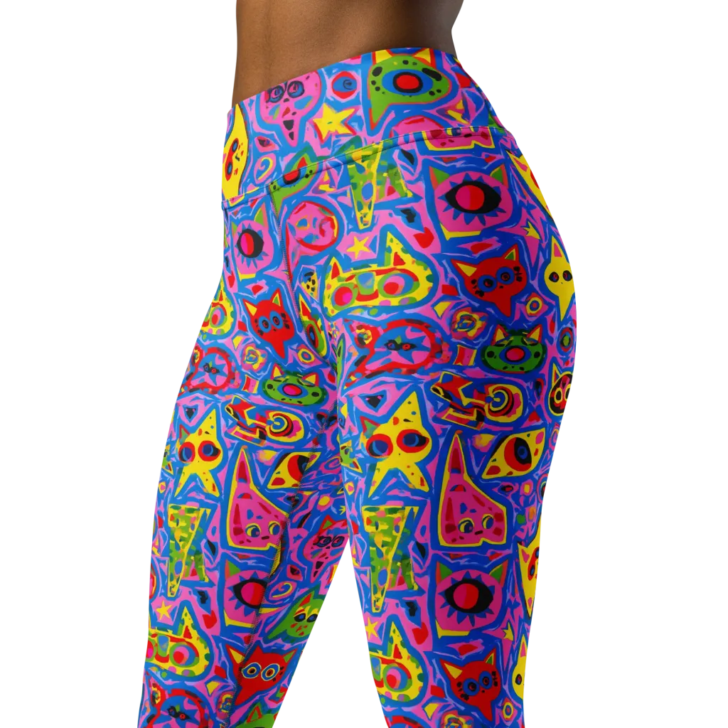 Electric Whiskers on Yoga Leggings — Left Front
