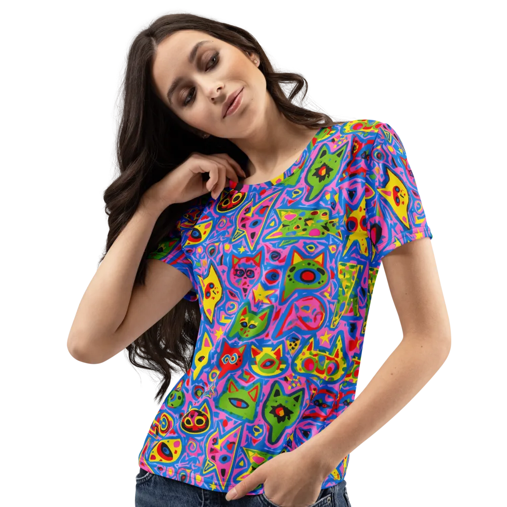 Electric Whiskers on Women's Crew Neck T-Shirt — Left Front