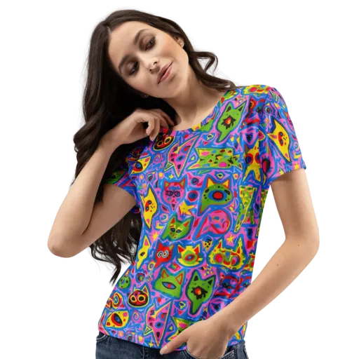 Electric Whiskers on a Women's Crew Neck T-Shirt