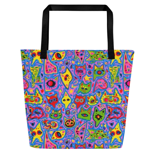 Electric Whiskers on a Large Tote Bag W/ Pocket
