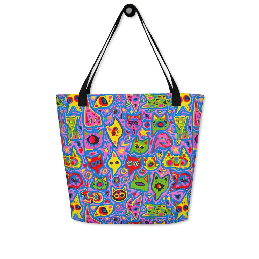 Electric Whiskers on Large Tote Bag W/ Pocket — Front