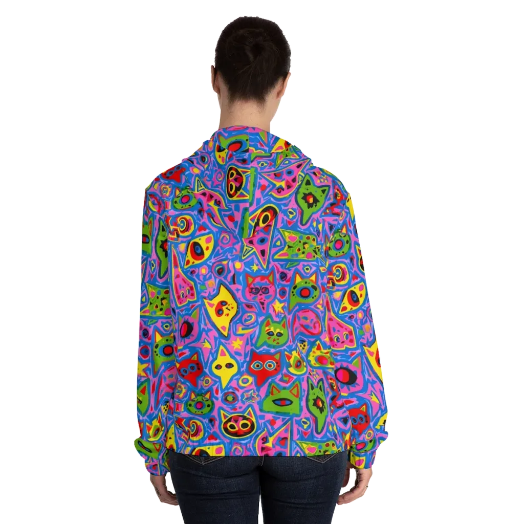 Electric Whiskers on Women's Full-Zip Hoodie — Back On Person