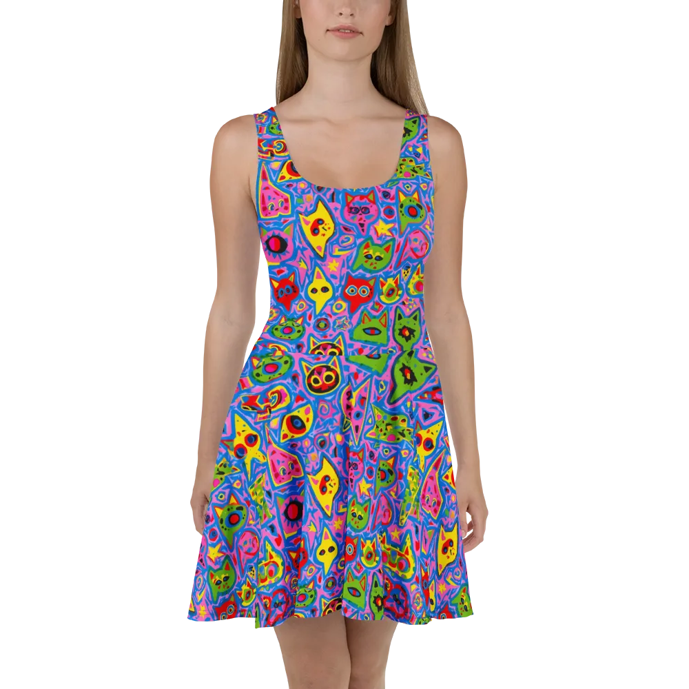 Electric Whiskers on Skater Dress — Front
