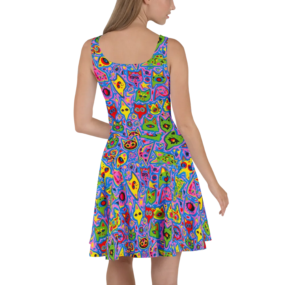 Electric Whiskers on Skater Dress — Back